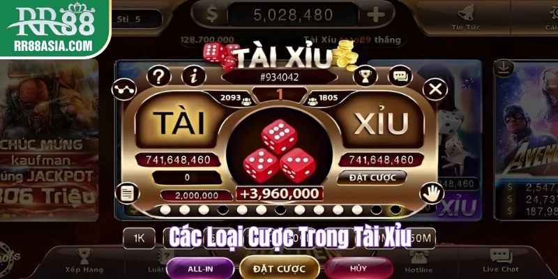 Các loại cược trong tài xỉu